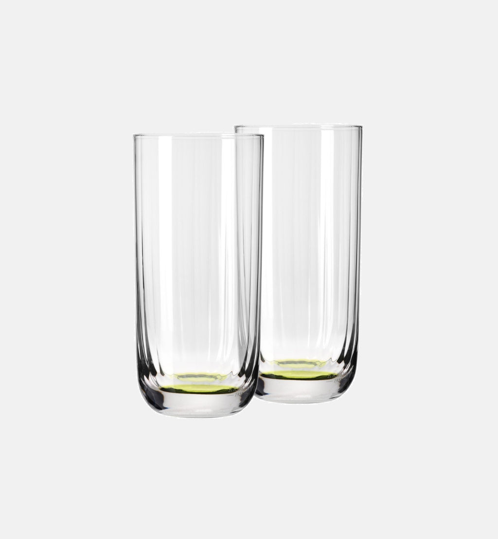 Wysokie ryflowane szklanki do wody Zielony 360 ml