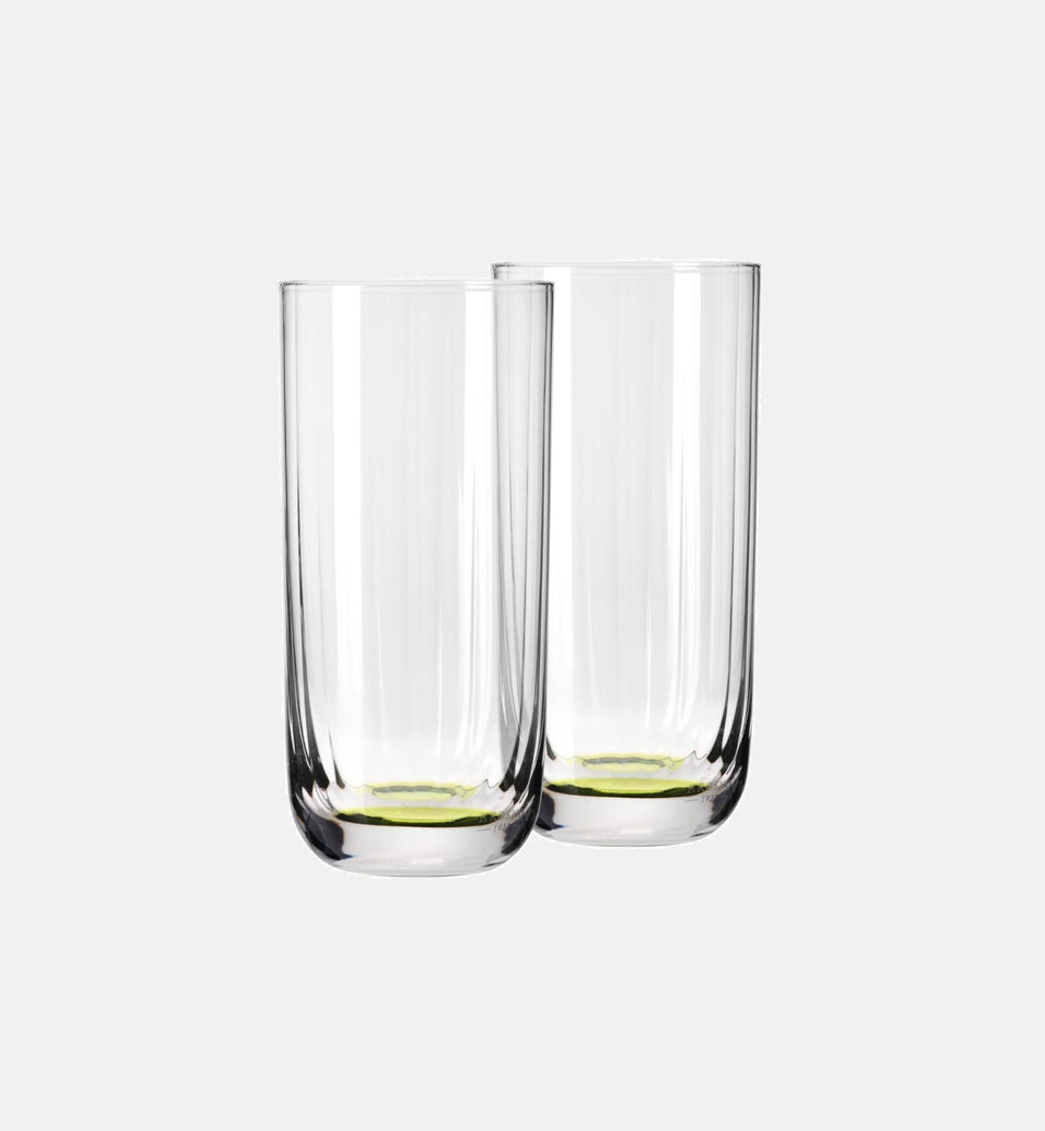 Wysokie ryflowane szklanki do wody Zielony 360 ml