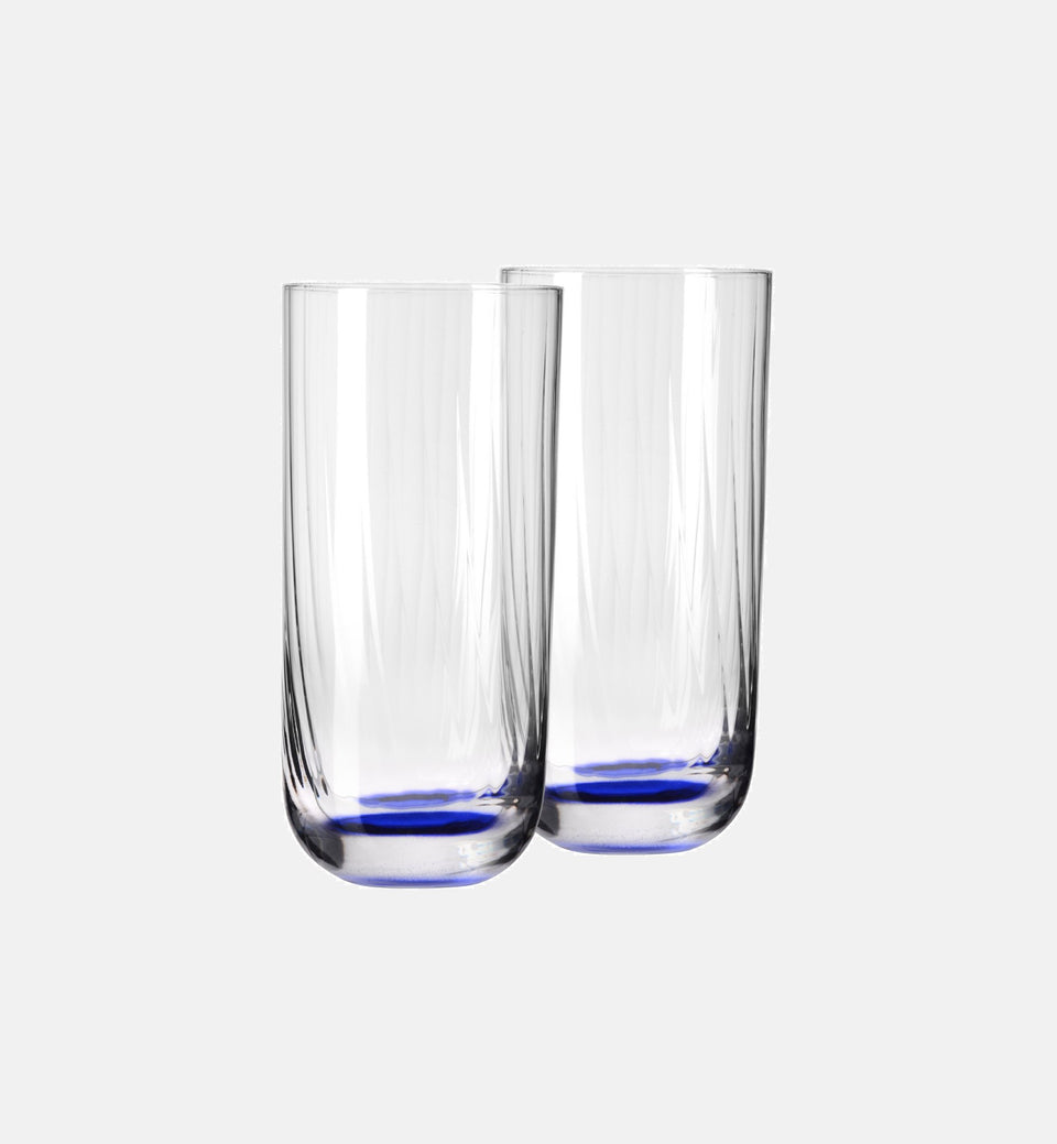 Wysokie ryflowane szklanki do wody Granatowy 360 ml
