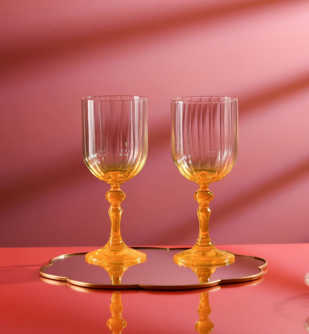 Cieniowane kieliszki do wina z żółtą nóżką 300 ml