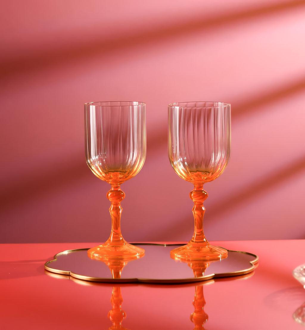 Cieniowane kieliszki do wina z pomarańczową nóżką 300 ml