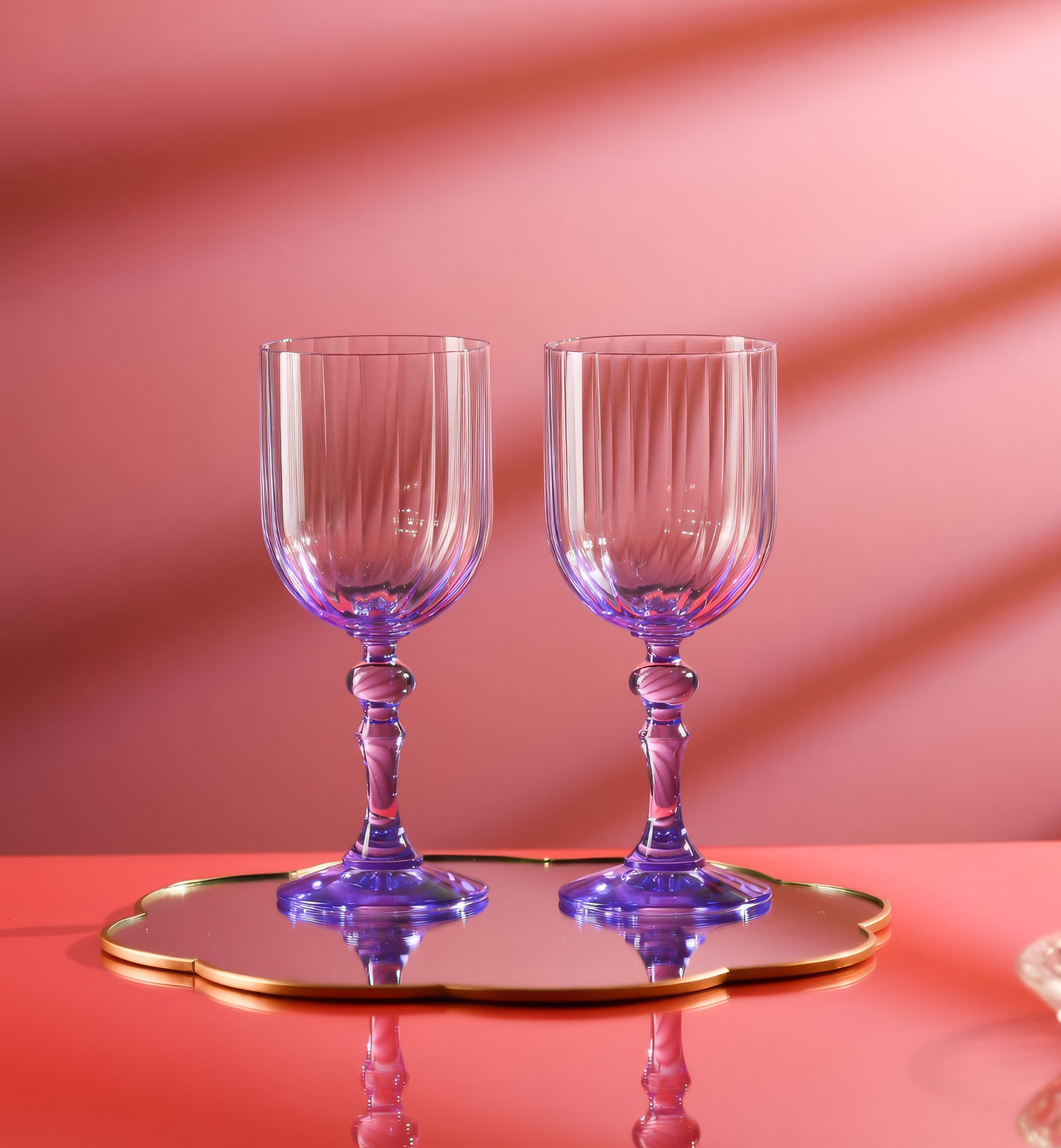 Tinted wine glasses with purple stem 300 ml