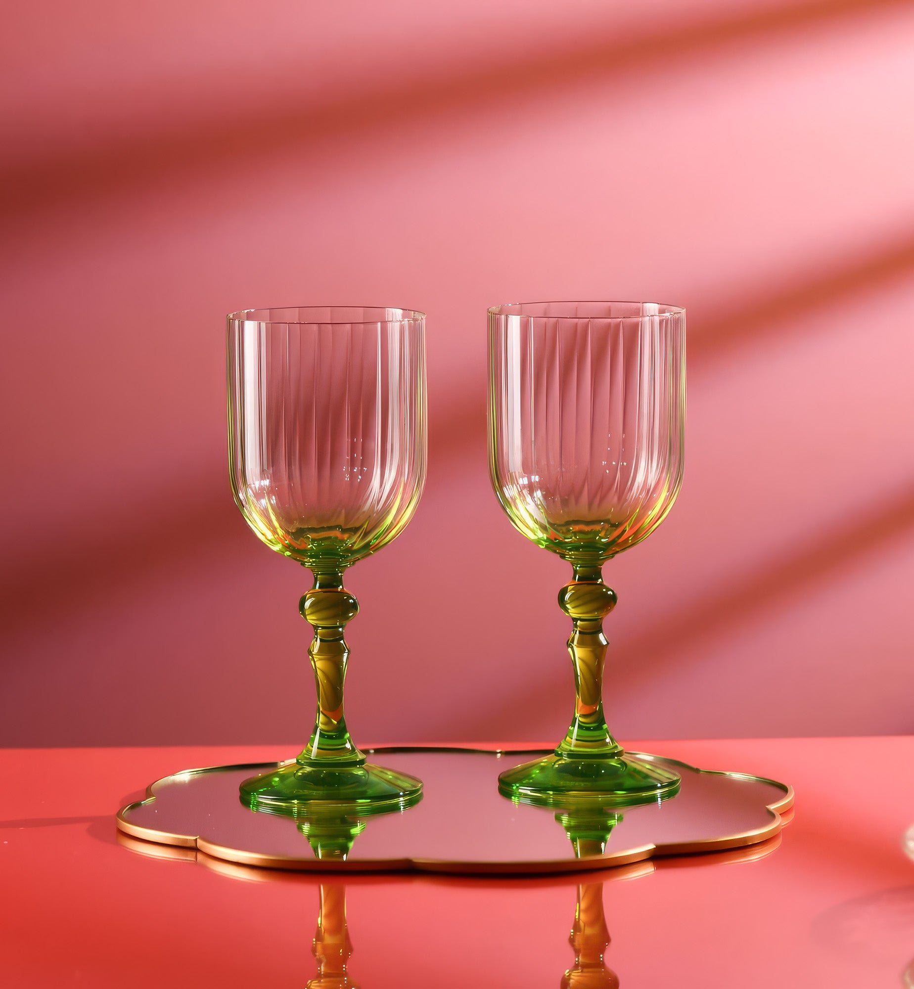 Ombre wine glasses with green stem 300 ml