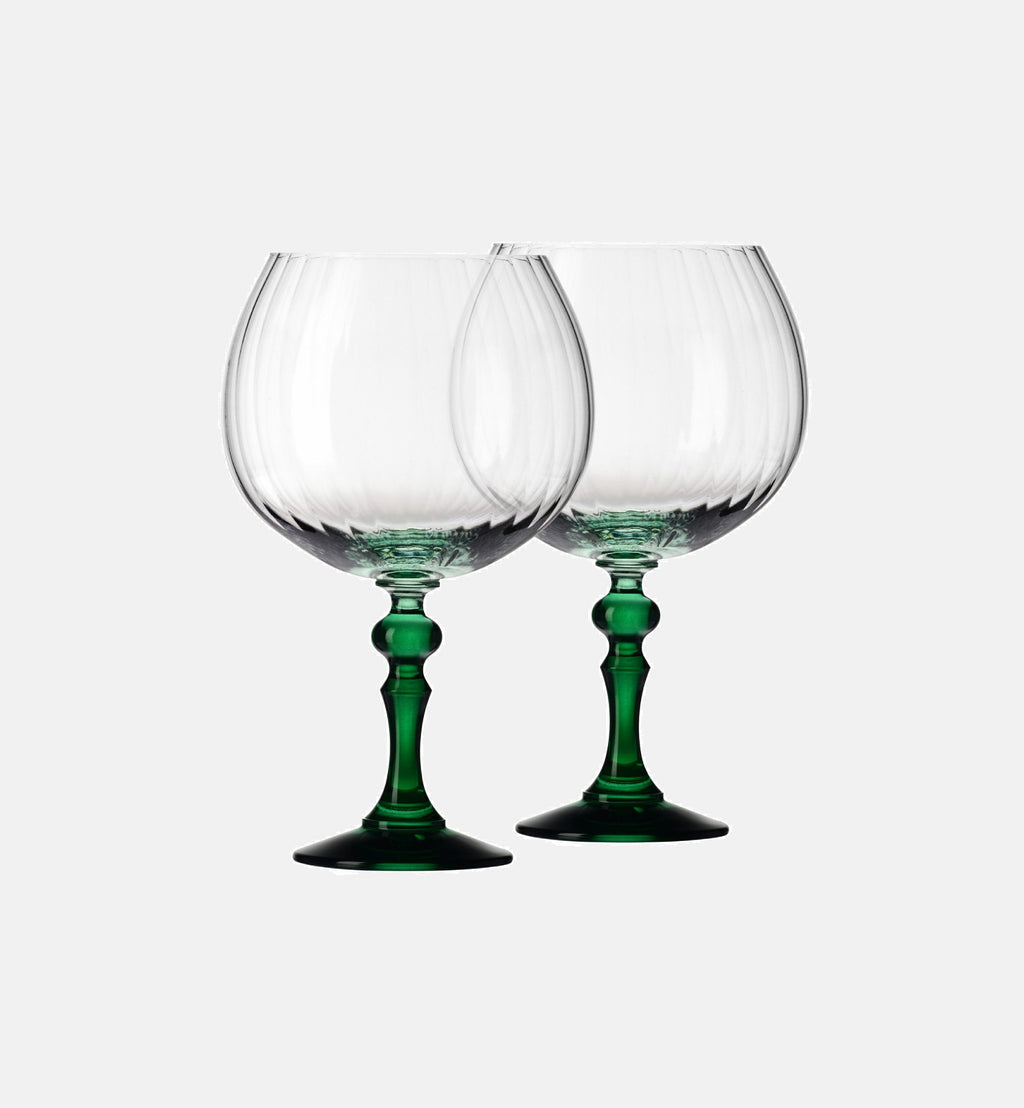 Cieniowane kieliszki do ginu z ciemnozieloną nóżką 660 ml