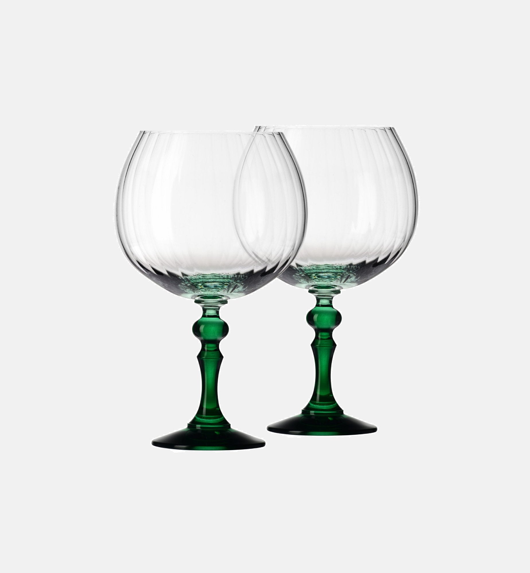 Cieniowane kieliszki do ginu z ciemnozieloną nóżką 660 ml