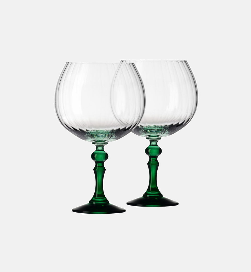 Cieniowane kieliszki do ginu z ciemnozieloną nóżką 660 ml