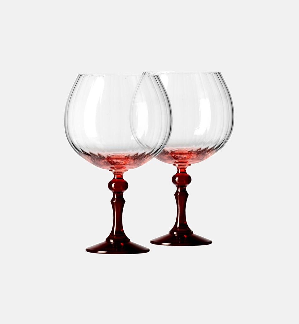 Cieniowane kieliszki do ginu z czerwoną nóżką 660 ml