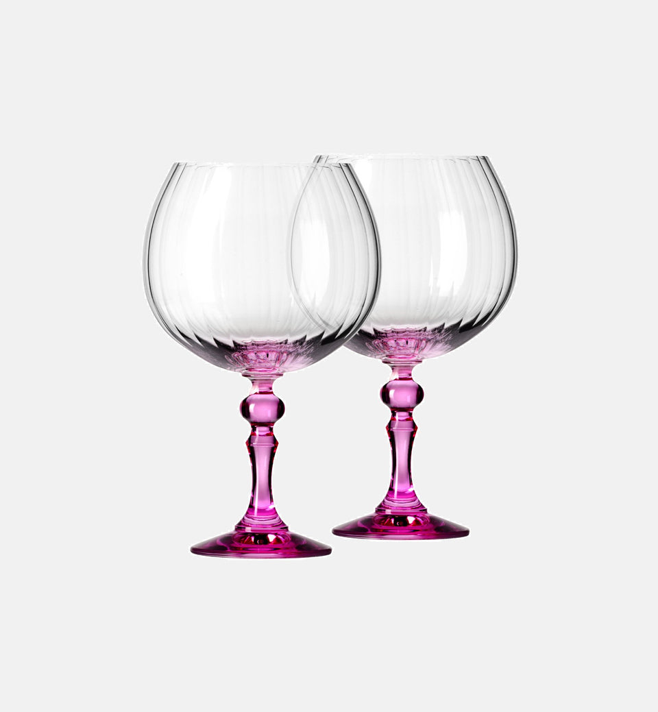 Cieniowane kieliszki do ginu z różową nóżką 660 ml
