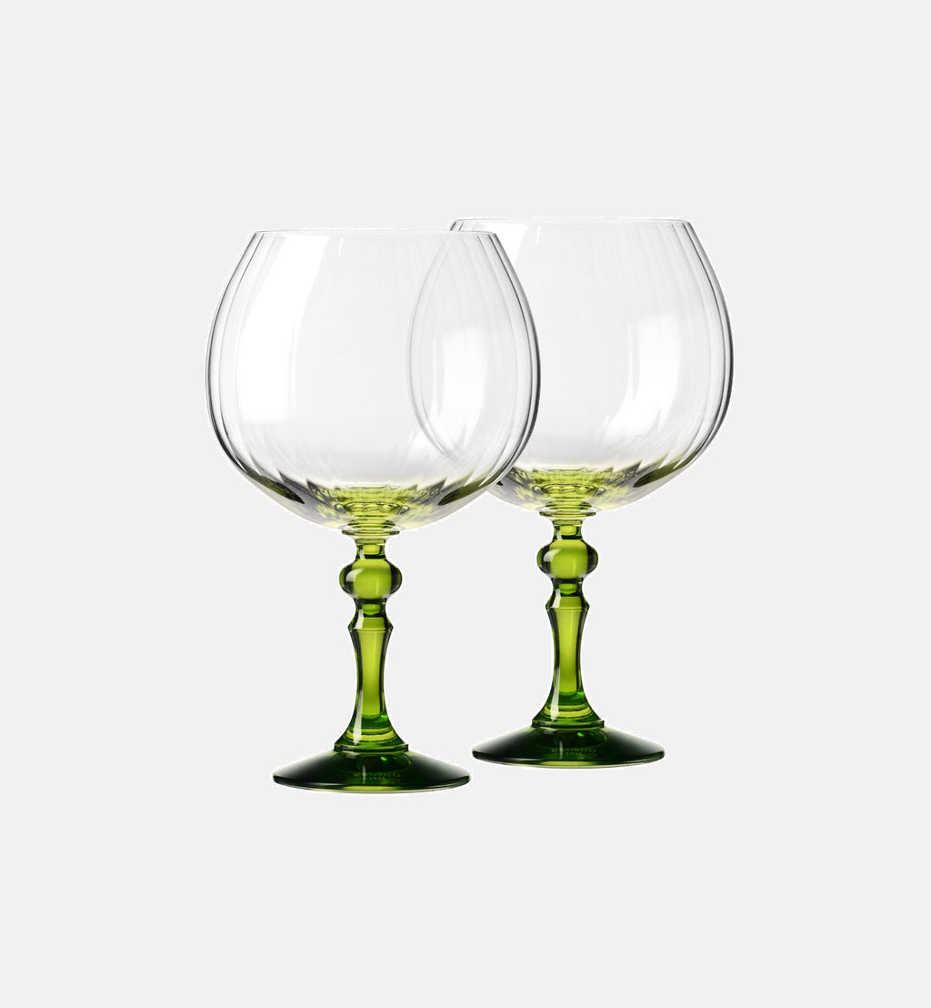 Cieniowane kieliszki do ginu z zieloną nóżką 660 ml