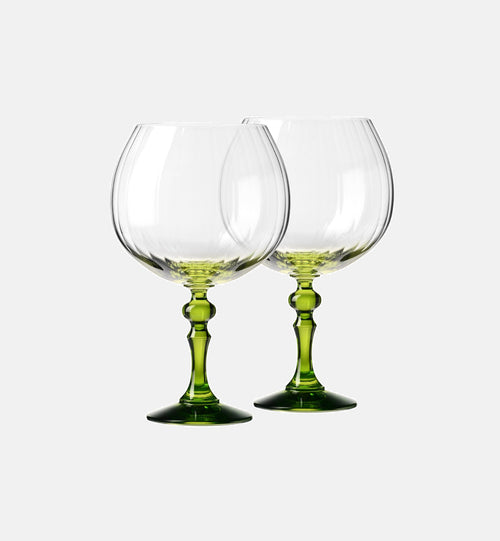 Cieniowane kieliszki do ginu z zieloną nóżką 660 ml