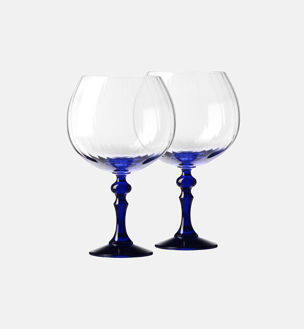 Cieniowane kieliszki do ginu z granatową nóżką 660 ml