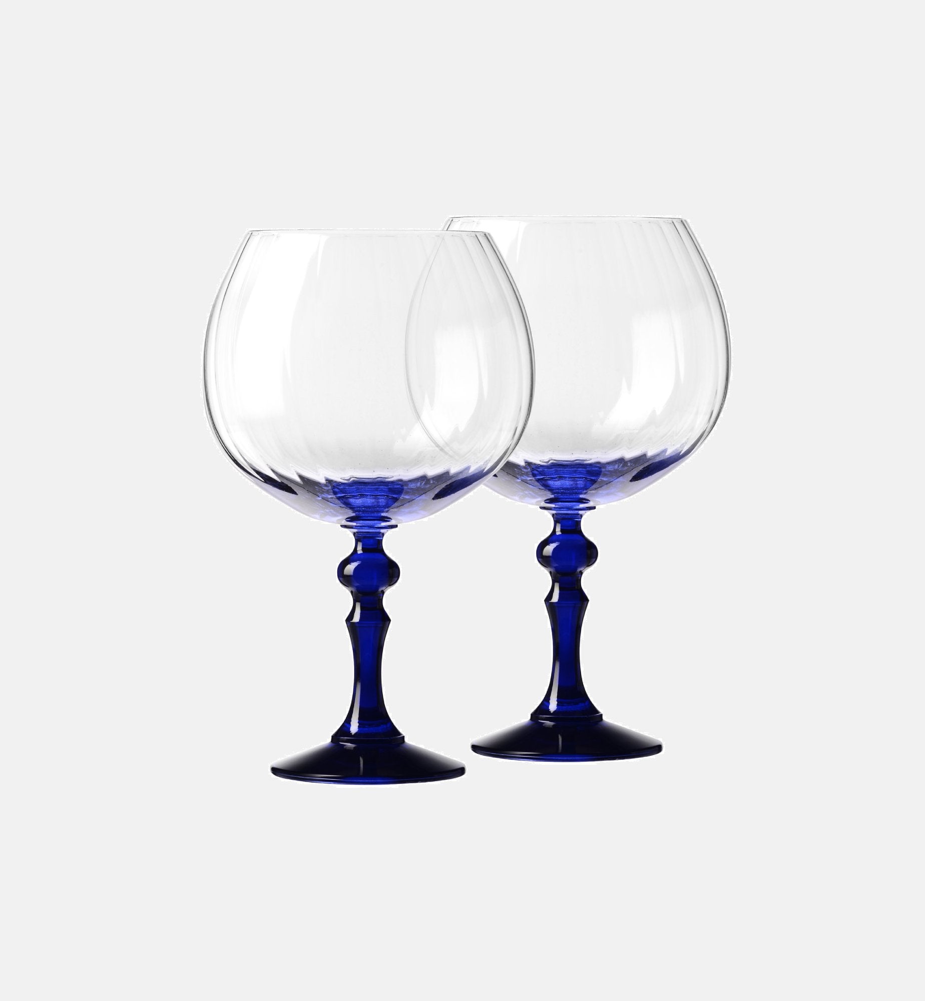 Cieniowane kieliszki do ginu z granatową nóżką 660 ml