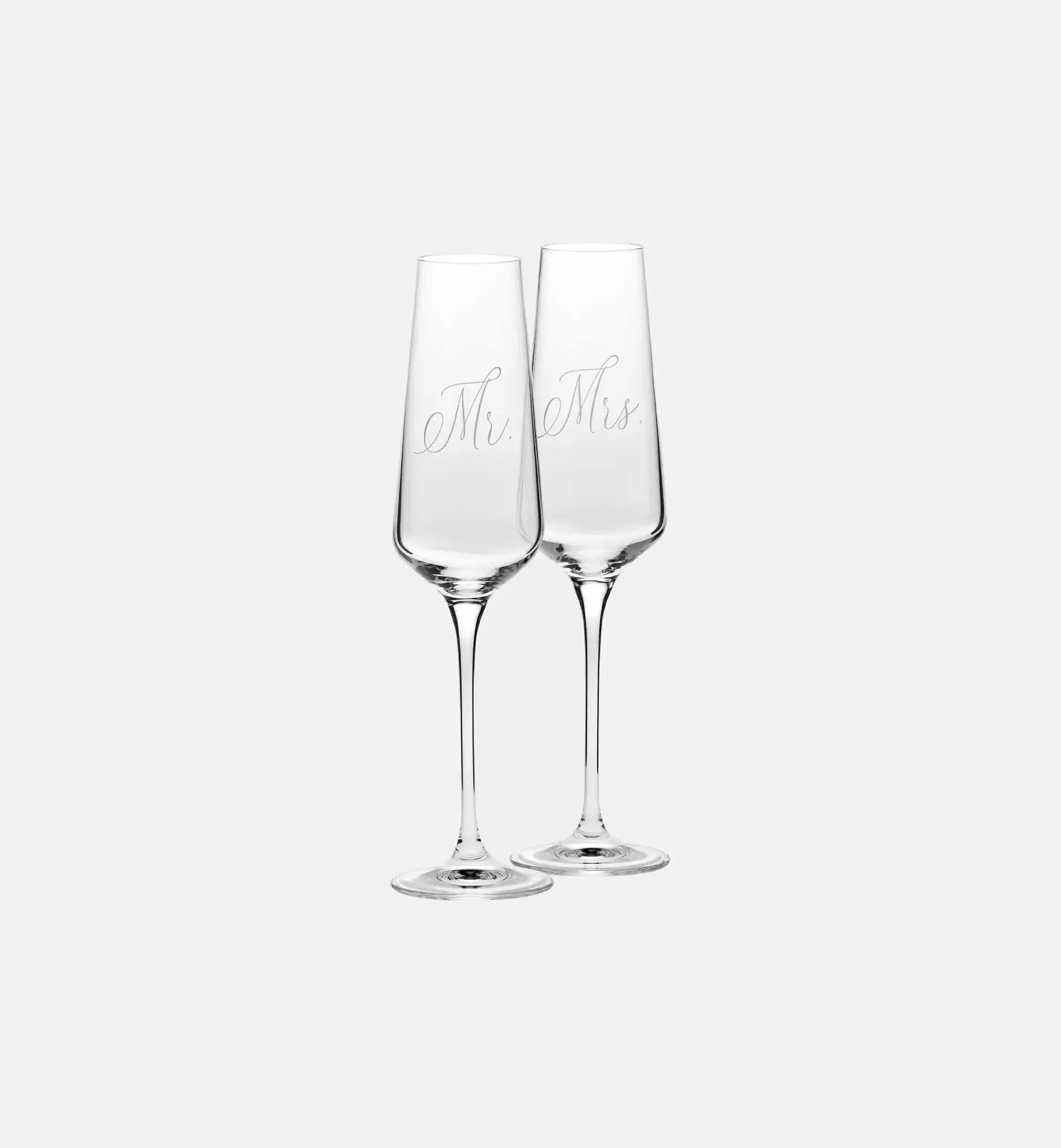Zdobione kieliszki do szampana Mr. & Mrs. 180 ml