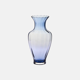 Tall blue fluted vase 42 cm