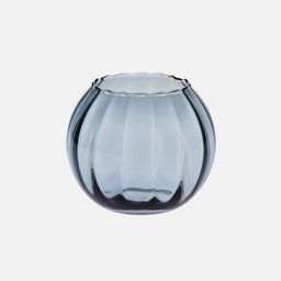 Niebieski wazon kula z ryflowaniem 15,5 cm